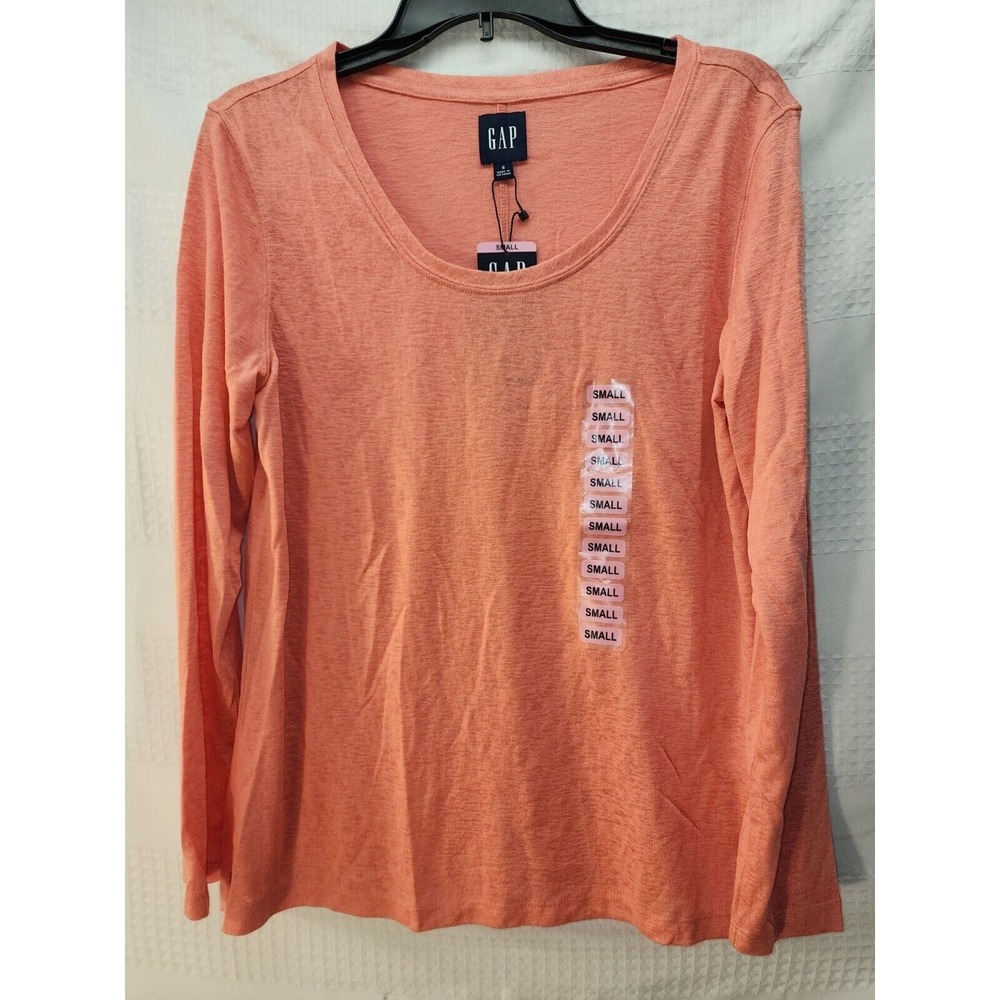 Gap Womens Shirt Long Sleeve Coral Size Small Tshirt Crew Neck
